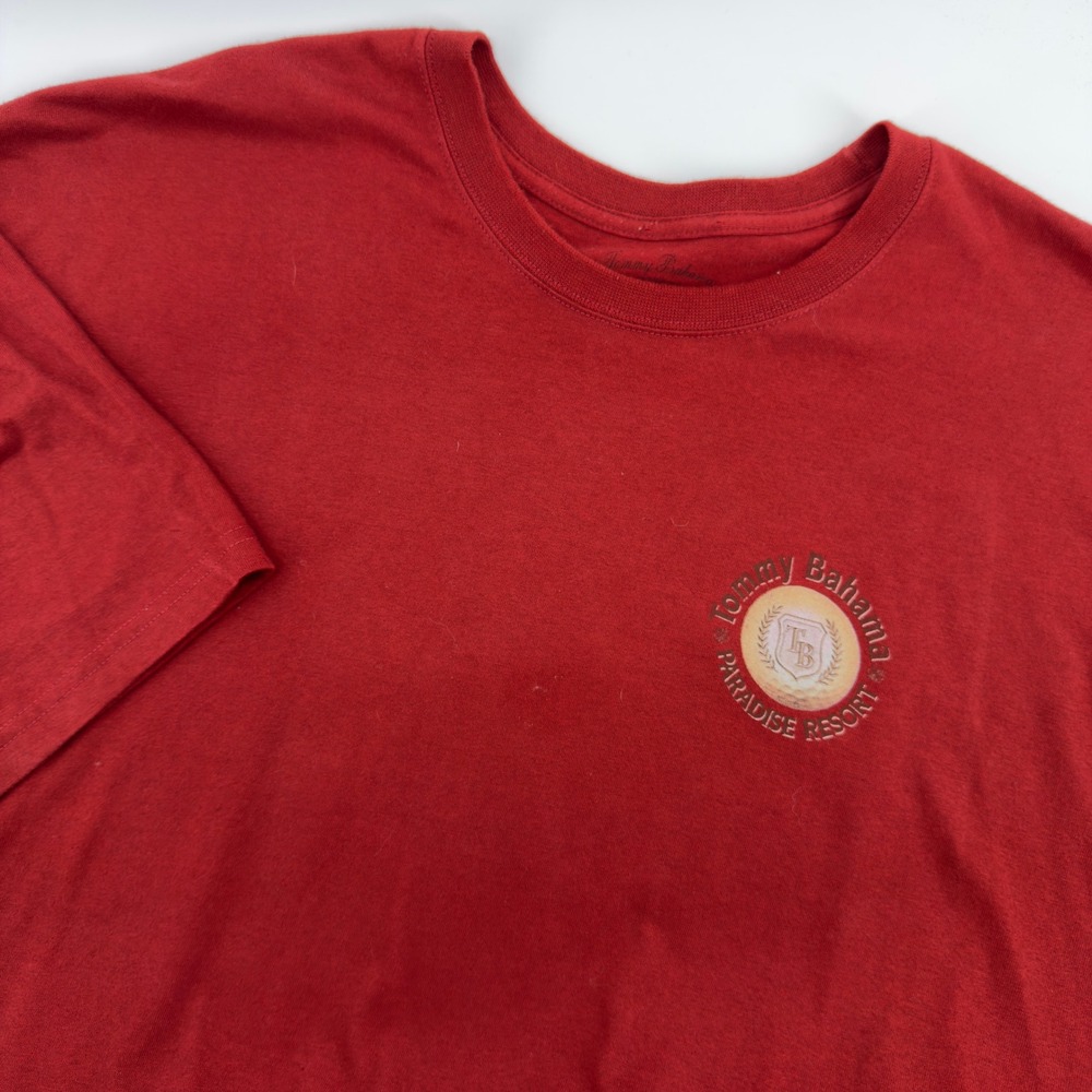 Tommy Bahama Mens XXL Red Golf of Mexico Paradise Resort Graphic T-Shirt Cotton